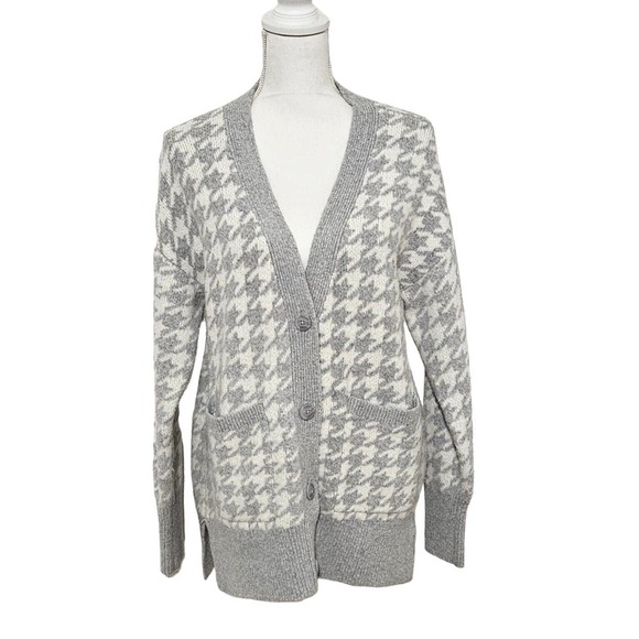 Abercrombie &‎ Fitch Oversized Cardigan Womens Size XS Houndstouth Soft Knit - Picture 1 of 12